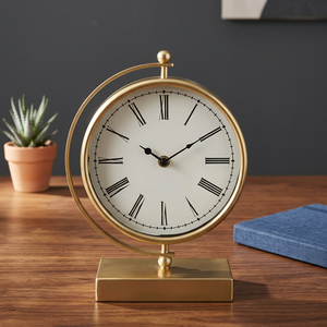 Reloj de Mesa de Metal Premium con Esfera de Números Romanos y Marco Circular Decorativo para Decoración de Hogar, Oficina, Escritorio y Sala de Estar - Product Image 6