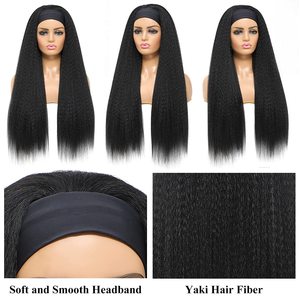 [Stock transfrontalier disponible] Perruque européenne en <span class=keywords><strong>cheveux</strong></span> synthétiques Yaki lisses en soie glacée, fabriquée à la machine, résistante à la chaleur, pour le commerce extérieur - Product Image 4
