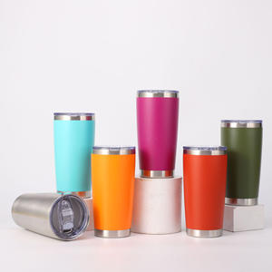 Gobelet isotherme en acier inoxydable avec logo personnalisé, revêtement en poudre, double paroi, 20 oz, pour les voyages, la voiture, le café - Product Image 3