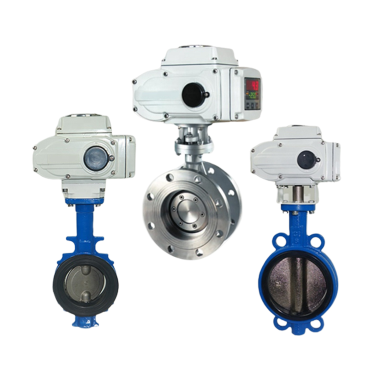 ROTK electric actuator 220V DN100 PN16 ductile iron casting actuated electric wafer type motorized butterfly valve