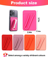 Étui de protection portable pour téléphone et gloss à lèvres avec motif de bonbons en silicone, fermeture ouverte, avec support adhésif