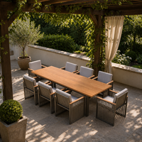 Ensemble de table à manger en aluminium tressé avec cordes, pour jardin et extérieur, mobilier de salle à manger