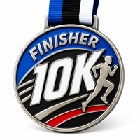 Médailles sportives personnalisées en alliage de zinc moulé sous pression avec logo personnalisé et ruban pour les courses de marathon, 5K et 10K