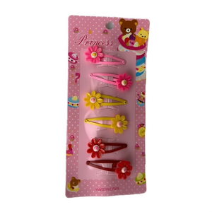 Princess Flower Hair Clips For Kids 12Pcs Pack Pink Yellow Red Decorative Barrettes - Product Image 1