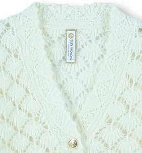 2025 personnalisé OEM & ODM dames élégant automne hiver col en V manches bouffantes <span class=keywords><strong>Cardigan</strong></span> boutons en métal pull - Product Image 4