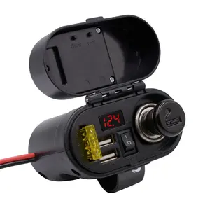 ขายส่ง voltmeter ไฟแช็กนาฬิกา-อะแดปเตอร์รถจักรยานยนต์5V 3A กันน้ำ,ที่ชาร์จ USB พร้อมช่องเสียบที่จุดบุหรี่นาฬิกาและโวลต์มิเตอร์