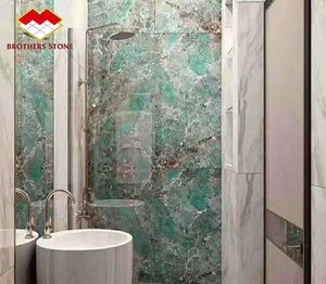 Lastra e Piastrella in Quarzite Verde <span class=keywords><strong>Amazzonica</strong></span> Brasiliana, Lussuoso Marmo Verde Naturale Retroilluminato per Top e Isole di Ville - Product Image 6