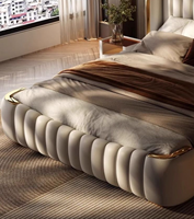 Lit de rangement luxueux et moderne en cuir rembourré avec un design écologique, cadre en bois de haute qualité, couleurs personnalisables