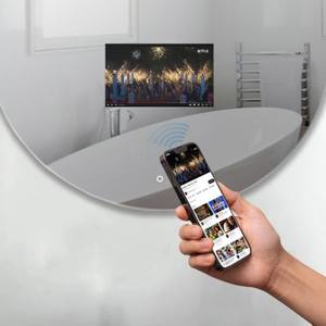 Venta caliente V600 Smart LED Baño Espejo redondo Diseño minimalista con pantalla táctil de TV HD - Product Image 2