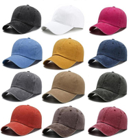 Casquette de baseball vintage en coton délavé et vieilli, style « Dad Hat », avec fermeture arrière à boucle métallique réglable, multicolore, vierge, pour usage quotidien