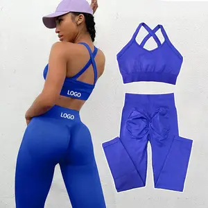 Benutzer definierte Damen Workout Gear Fitness Active wear Sets für Damen Sport bekleidung Sport Bra Contour Nahtloses Yoga Legging Set