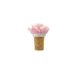 Valentine's Day Pink Flower Wine Stopper Wooden Cork Bottle Seal Silver Color For Red Wine Spirits Preservation Gift - Product Image 2
