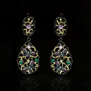 Manufacturer Direct sale Antique Designs KYED0425 Earrings Antique Gold Plated 3A Zircon earrings for Women