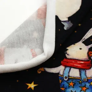 Custom Design Snowman Deer Bear Rabbit Cartoon Animals 95 Cotton 5 Spandex Combed Cotton Knit Plain Jersey Fabrics For Coat