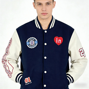 Custom Letterman Baseball <b>Fleece</b> Jacket Wholesale Embroidery Unisex Streetwear Long Windproof 2026 New Arrival Varsity ODM - Product Image 2