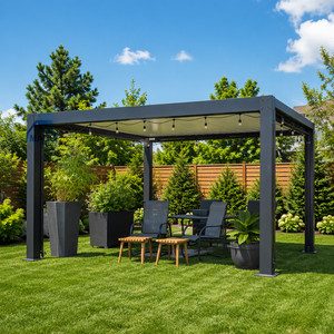 Système de couverture de pergola bioclimatique en aluminium avec côtés rétractables, toit à lamelles imperméable, cadre thermolaqué - Product Image 2