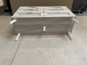 ダブルドレッサー木製引き出しラタンチェスト家具サイドボードリビングルーム用ビュッフェキャビネットゴールデンハンドル付き - Product Image 3