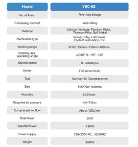 Machine de fraisage à humide 5 axes CADCAM dentaire Yucera, prix usine, équipement de fraisage vertical pour disques en titane, PMMA, lithium, Premill - Product Image 6