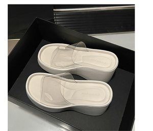 Ragazza occupata BJ4618 sandali trasparenti con zeppa con zeppa con zeppa pesanti da donna <span class=keywords><strong>argento</strong></span> nero bianco crema pantofole da donna - Product Image 3