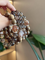 Bracelet en cristal naturel rouge bois fumé Sinyore
