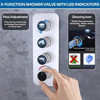 Système de douche Homedec en laiton nickel brossé et acier inoxydable, pommeau de douche pluie LED encastré au plafond 26"x16", mitigeur 3 voies, 4 jets latéraux, 2 jets dorsaux