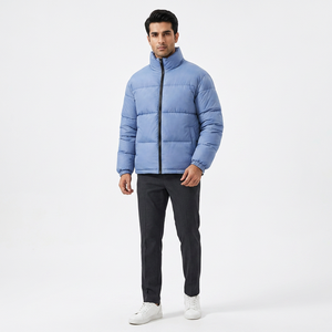 Custom Solid Pattern Unisex Plus Size Canvas Stand Collar Puffer Jacket Breathable Windproof Eco-Friendly Filling Winter Front - Product Image 1