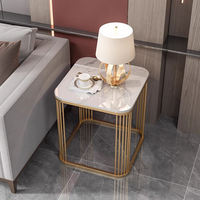 Meubles de salon minimalistes modernes, table basse carrée luxueuse, base en métal doré en acier inoxydable