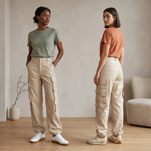 <span class=keywords><strong>Pantaloni</strong></span> a Zampa d'Elefante OEM Personalizzati a Vita Alta, <span class=keywords><strong>Larghi</strong></span> con Tasche, Casual Streetwear, Lunghi Vintage Invernali in <span class=keywords><strong>Pelle</strong></span> Cargo per <span class=keywords><strong>Donna</strong></span> - Product Image 1