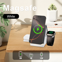 Chargeur sans fil magnétique rétractable 3-en-1 à commande tactile de haute qualité 15W 10W avec veilleuse pour téléphone, montre et écouteurs