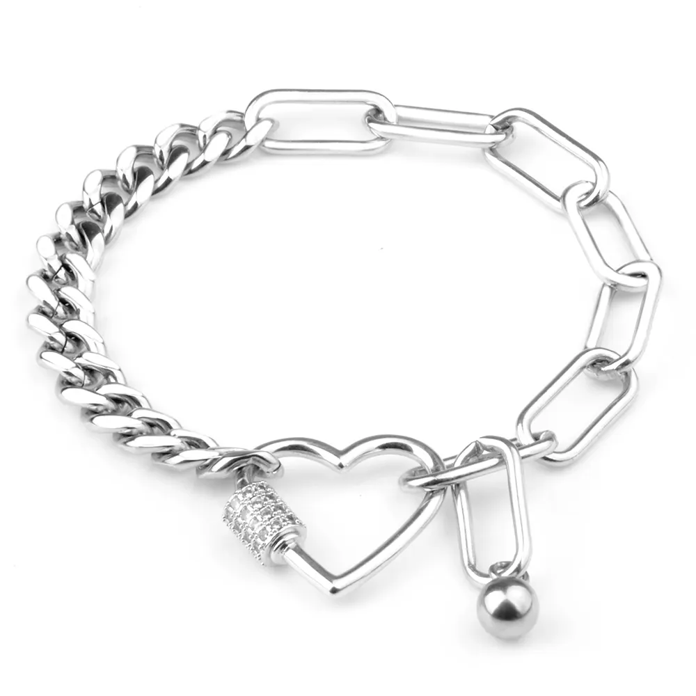 Fashion High Quality Gift Heart Chain Bracelet with Copper Accessories