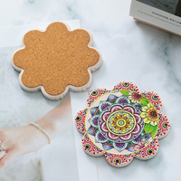 Sous-verre en céramique 3D personnalisé style marocain, base en liège, résistant à la chaleur, finition brillante/mate, dessous de plat durable pour la cuisine