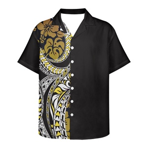Ropa de verano para <span class=keywords><strong>hombre</strong></span>, camisa de sublimación de diseño transpirable holgada informal con estampado de <span class=keywords><strong>tatuaje</strong></span> Tribal de <span class=keywords><strong>manga</strong></span> corta con flor Hawaiana para <span class=keywords><strong>hombre</strong></span> - Product Image 2