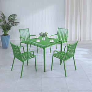 Ensemble de salle à manger moderne pour l'extérieur, <span class=keywords><strong>table</strong></span> et chaises de terrasse en aluminium coloré pour <span class=keywords><strong>jardin</strong></span>, hôtel, café - Product Image 3