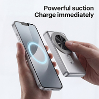 Banco de Energía Inalámbrico Magnético de 15W con Cables de Carga Integrados y Soporte Plegable para Dispositivos iPhone y Android