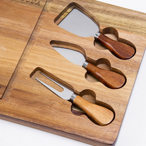 Acacia <b>Wood</b> Cheese Board Set With Stainless Steel Tools Multifunctional Kitchen Serving Tray For Cheese And Dessert - Product Image 3
