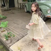 ילדי שמלות ילדי אופנה אביב סתיו ארוך שרוול בנות שמלות פרחוני שמלות נסיכת ילדה בגדים