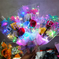 Pas cher Cadeau de Fête des Mères Saint Valentin Cadeau Romantique Led Simulation Rose Rougeoyante Fleurs Immortelles Artificielles