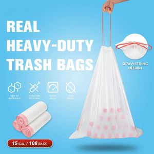 Wholesale Custom Printed HDPE Plastic Waste Rubbish <b>Bags</b> in Rolls 13 Gallon Garbage Trash <b>Bags</b> Draw <b>String</b> ISO9001 Certified - Product Image 2