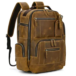 विंटेज कस्टम छोटे से स्कूल बैग पर्स थोक के लिए पागल हार्स चमड़ा Mochila यात्रा बैग पुरुषों