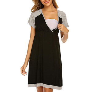 <span class=keywords><strong>Chemise</strong></span> <span class=keywords><strong>de</strong></span> <span class=keywords><strong>nuit</strong></span> personnalisée d'<span class=keywords><strong>allaitement</strong></span> pour femmes enceintes avec vêtements <span class=keywords><strong>de</strong></span> maternité élégants à manches courtes robe pour <span class=keywords><strong>grossesse</strong></span> robe <span class=keywords><strong>de</strong></span> maternité - Product Image 5