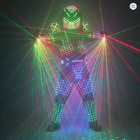 Costume de robot LED polychrome, danseur de scène, lumières rvb, vêtements lumineux LED de performance avec gants laser pour discothèque
