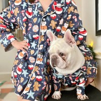 Ensembles de pyjamas en coton écologiques pour animaux de compagnie et propriétaires, costumes de Noël, vêtements de détente – Approvisionnement direct usine