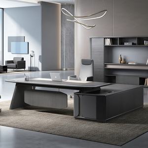 Bureau de direction de luxe moderne Panneau haute densité Table de bureau en forme de L Design ergonomique pour PDG gestionnaires CE Assemblage en bois - Product Image 1