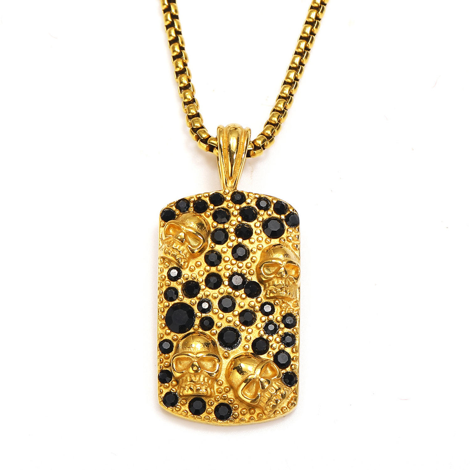 จี้เดี่ยวสีทอง CZ สีดำไม่มีโซ่