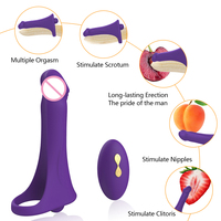 Anillo Vibrador para Pene con Control Remoto Inalámbrico, Funda de Silicona Premium para Hombres, Juguetes Sexuales para Parejas, Venta al por Mayor