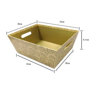 Big Gold Cardboard Display Tray Baby <strong>Hampers</strong> Gift Wine Flower Box <strong>Set</strong> with Handle for Gift Pack Employees No Lid - Product Image 4