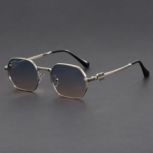 Hot-selling Retro Polygon Unisex Pilot <strong>Sunglasses</strong> for a Slimming Large <strong>Face</strong> - Product Image 5