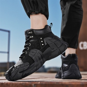 <span class=keywords><strong>Scarpe</strong></span> Sportive Alte da <span class=keywords><strong>Uomo</strong></span> in Tinta Unita con Tomaia in Pelle, Novità Autunno Inverno, Casual per Adolescenti, da Corsa, Alla Moda, per Esterni, con Suola Spessa e Rete - Product Image 3