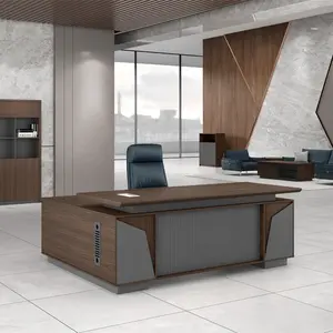 مكتب تنفيذي عصري على شكل حرف L بتصميم بسيط يصلح للمكتب