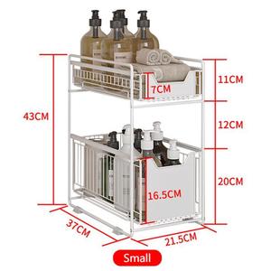 Organizador de Estanterías Móviles con 2 Estantes de Almacenamiento Grandes, Estante de Almacenamiento Deslizable para Espacios Estrechos Debajo del Fregadero - Product Image 2
